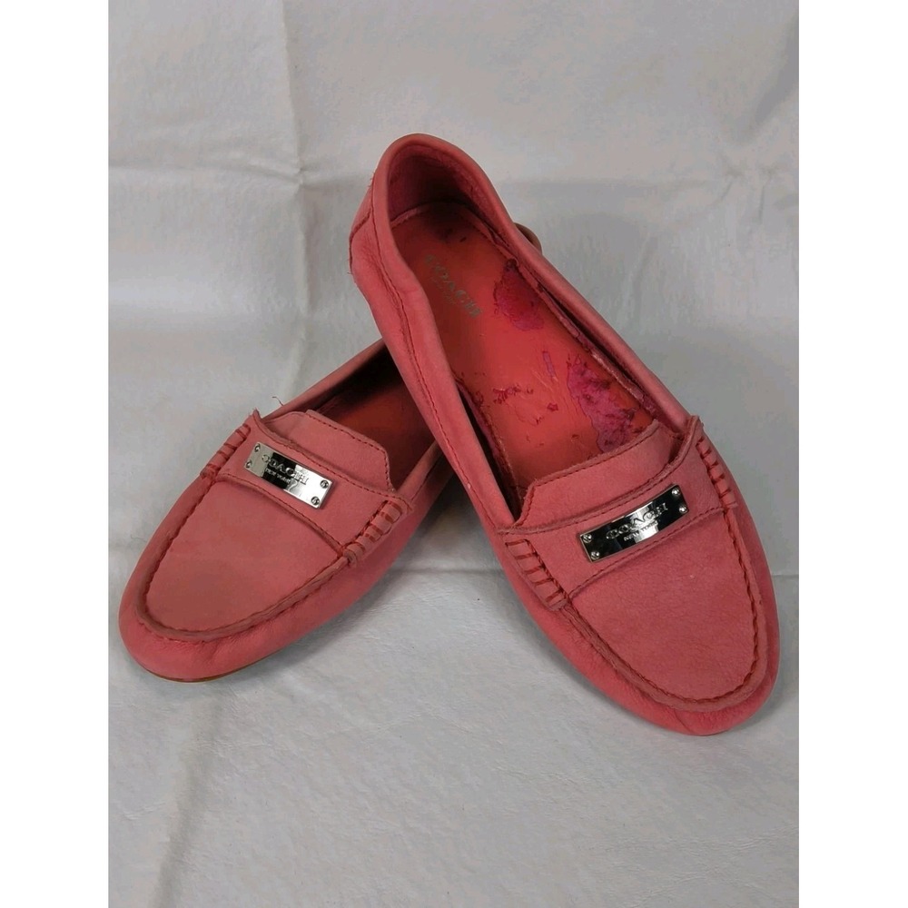 Coach Fredrica Pink Nubuck Suede Loafers Womens Size 8 Driving Flats